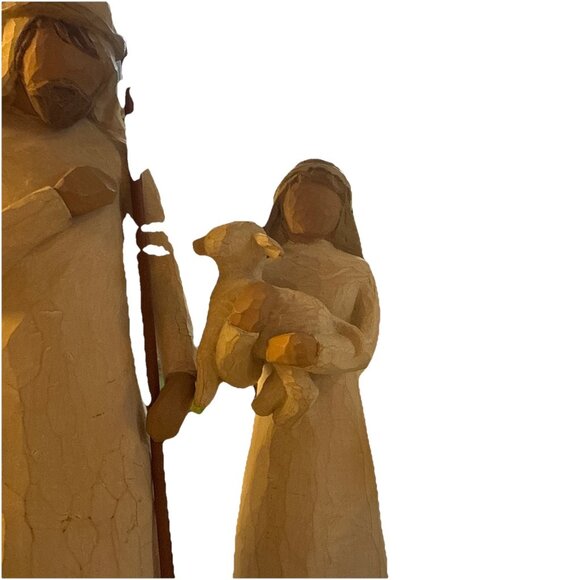Willow Tree Nativity Set 3pc Joseph Mary Baby Jesus Shepherd Lamb Demdaco 1999 - Picture 2 of 10